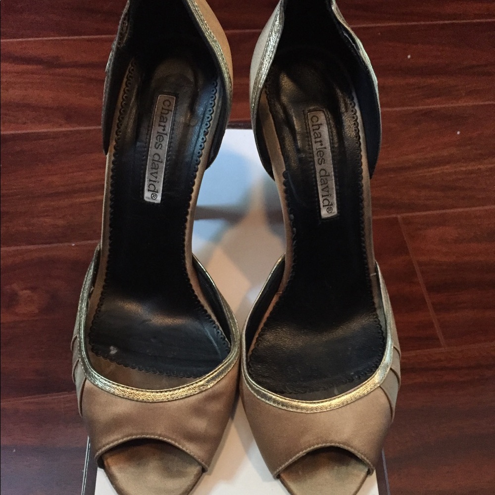 Charles David gold tone heels